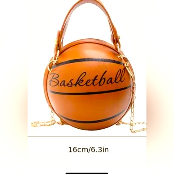 BASKETBALL SHAPE CROSSBODY MINI BAG, METAL CHAIN, LETTERS PRINTED - Picture 4 of 6